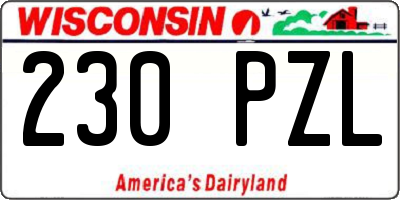 WI license plate 230PZL