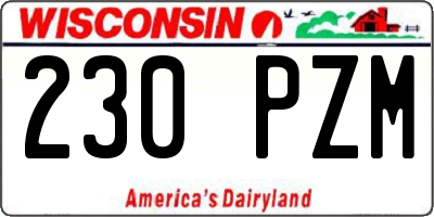 WI license plate 230PZM