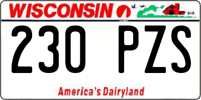 WI license plate 230PZS
