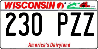 WI license plate 230PZZ