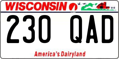 WI license plate 230QAD