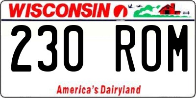 WI license plate 230ROM