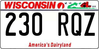 WI license plate 230RQZ