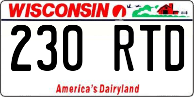 WI license plate 230RTD