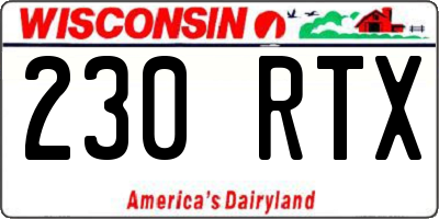 WI license plate 230RTX