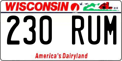 WI license plate 230RUM