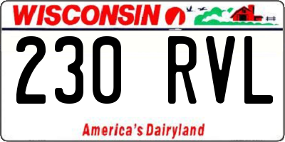 WI license plate 230RVL