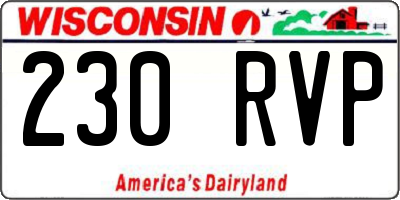 WI license plate 230RVP