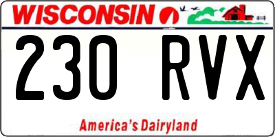WI license plate 230RVX
