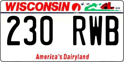 WI license plate 230RWB