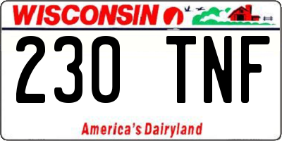 WI license plate 230TNF