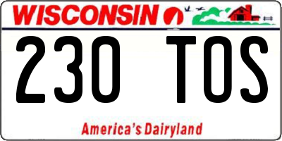 WI license plate 230TOS