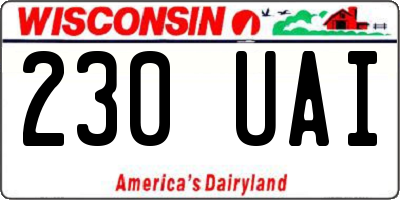 WI license plate 230UAI