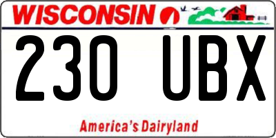 WI license plate 230UBX