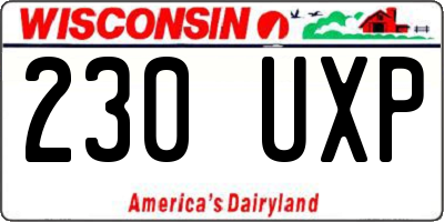 WI license plate 230UXP