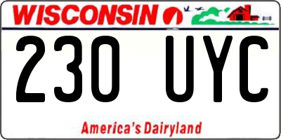 WI license plate 230UYC