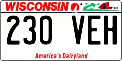 WI license plate 230VEH