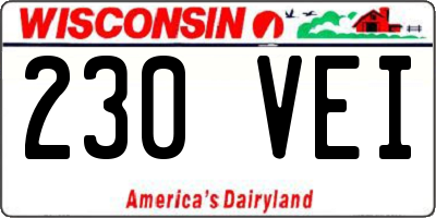 WI license plate 230VEI