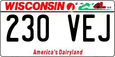 WI license plate 230VEJ