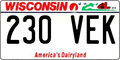 WI license plate 230VEK