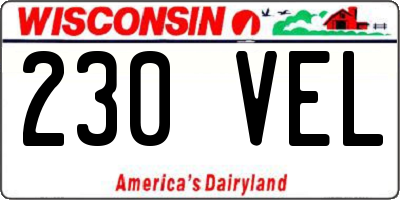 WI license plate 230VEL