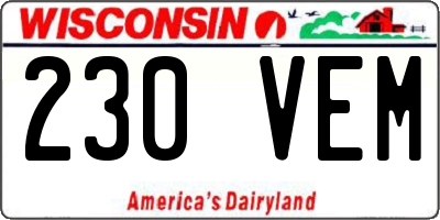WI license plate 230VEM