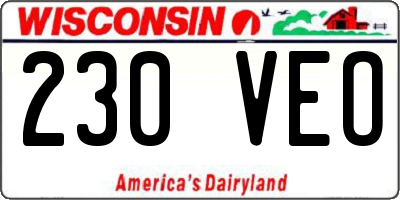 WI license plate 230VEO