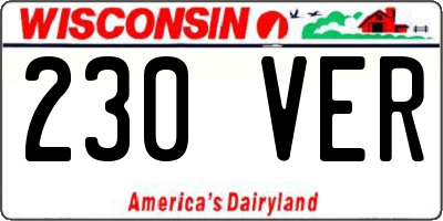 WI license plate 230VER