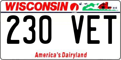 WI license plate 230VET