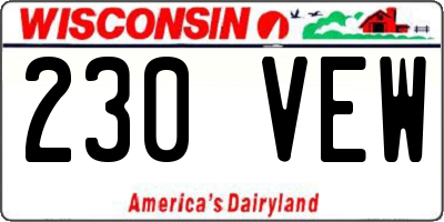 WI license plate 230VEW