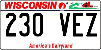 WI license plate 230VEZ