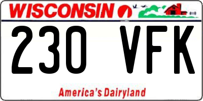 WI license plate 230VFK