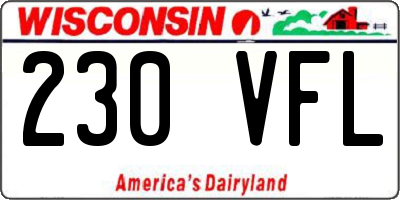 WI license plate 230VFL
