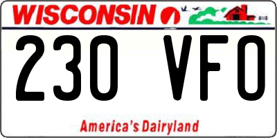 WI license plate 230VFO