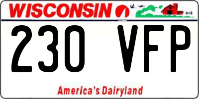 WI license plate 230VFP
