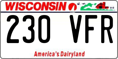 WI license plate 230VFR