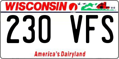WI license plate 230VFS