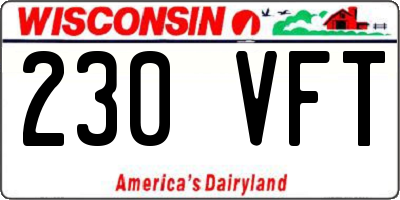 WI license plate 230VFT
