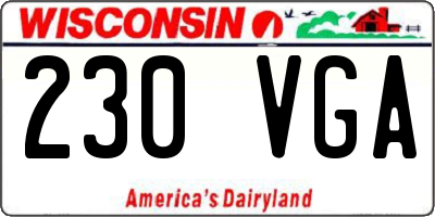 WI license plate 230VGA