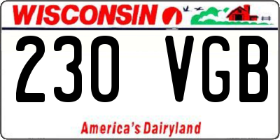 WI license plate 230VGB