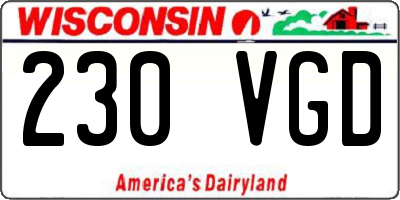 WI license plate 230VGD