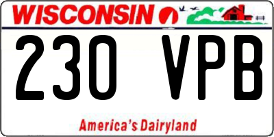 WI license plate 230VPB