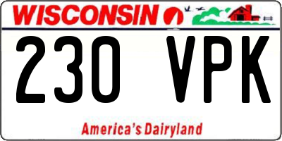 WI license plate 230VPK