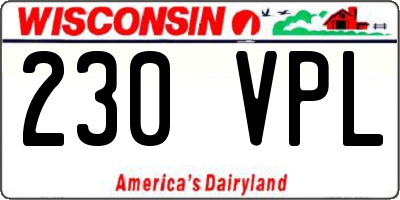WI license plate 230VPL