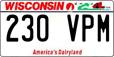 WI license plate 230VPM