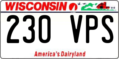 WI license plate 230VPS