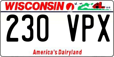 WI license plate 230VPX