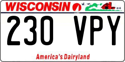 WI license plate 230VPY