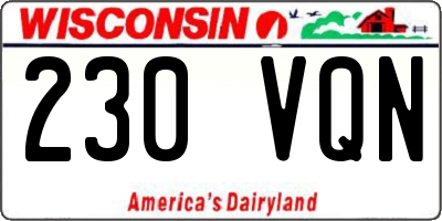 WI license plate 230VQN