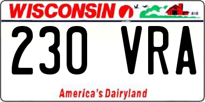 WI license plate 230VRA
